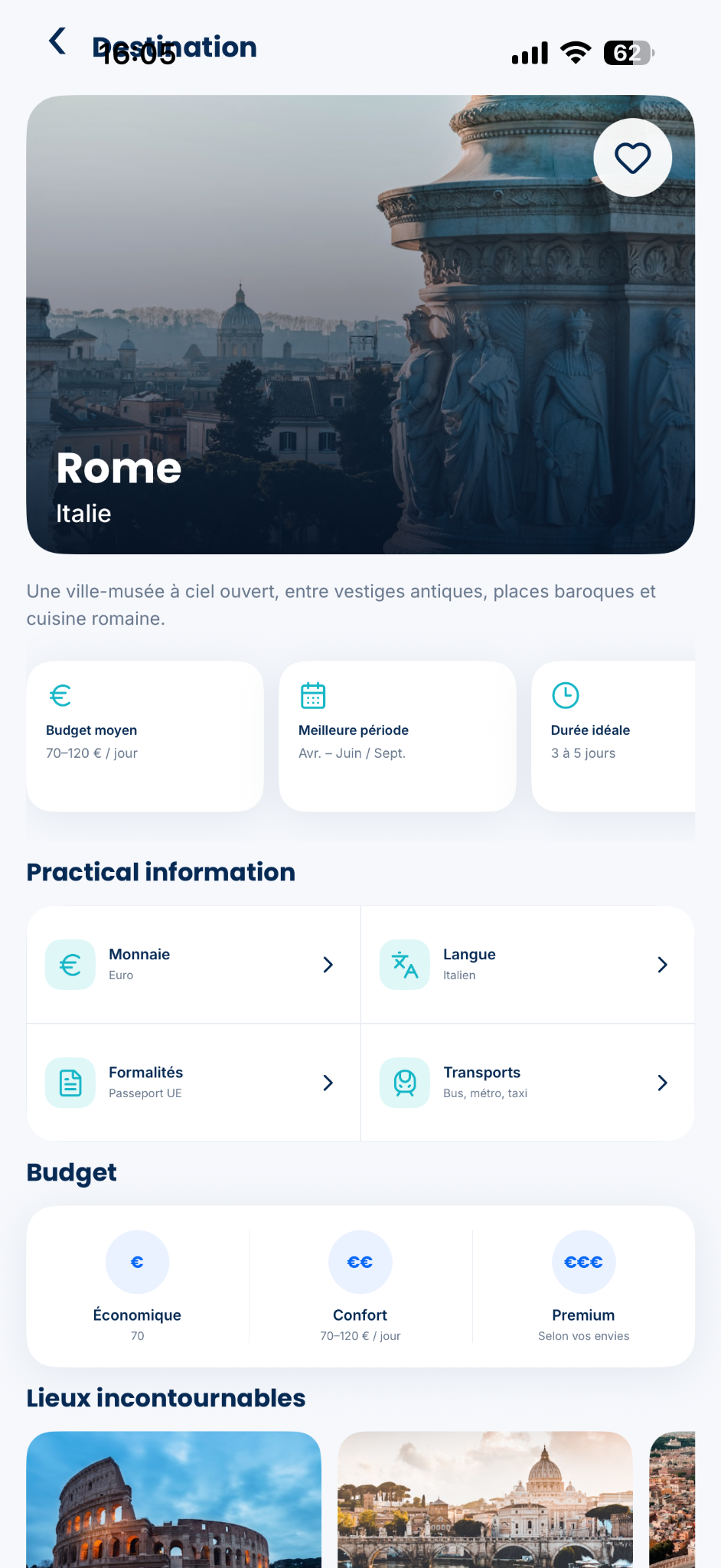 Écran Explorer de TripCenter